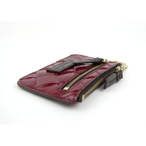 Dooney & Bourke Burgundy Quilted Leather Keychain Wallet Card Holder With Zipper - Picture 6 of 16